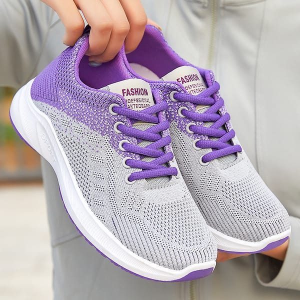Summer mesh casual women's shoes with lace up, lightweight thick sole, breathable outdoor sports, tennis, and fitness shoes