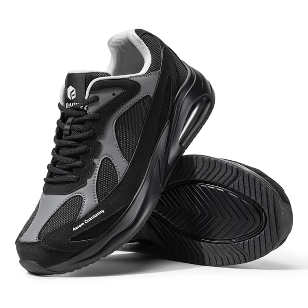 Fitville Men's Extra Wide Walking Shoes Wide Cushioned Sports Shoes For Swollen Feet Flat Feet Arch Fit Relieve Heel Pain Black