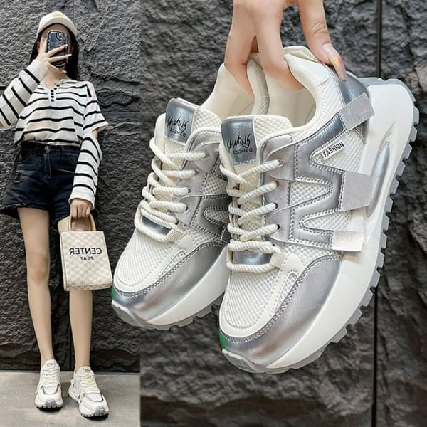 hot sale 2024 Female Sneakers Women flat pu leather Shoes for Woman Platform wedge comfy Fashion jogging shoes zapatos de mujer