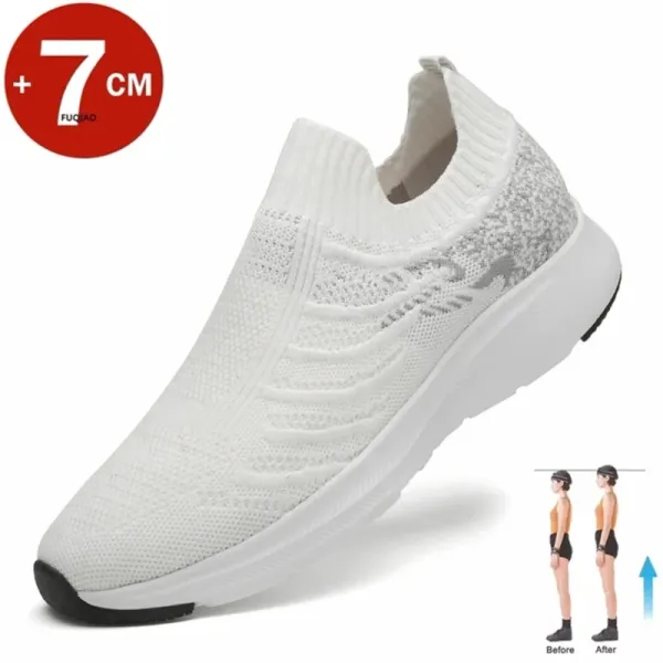 High quality Lift Man Sneakers Summer Elevator Shoes Height Increase  Mesh Light Breathable 7CM Slip-on Casual Sport Shoes
