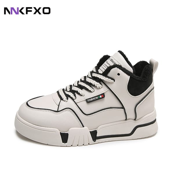 Women Korean Style Board Shoes Front Lace-up Casual Shoe Wear-resistant Rubber Sole Shoes Winter Plush Cotton-padded Shoes QB588