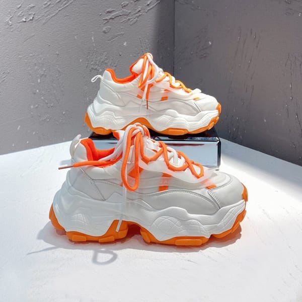 Women's  Trendy Shoes Sneakers Fall/Winter New Daddy Shoes Women's Trifle Sole Mid-heel White Shoes Designer Shoes Women