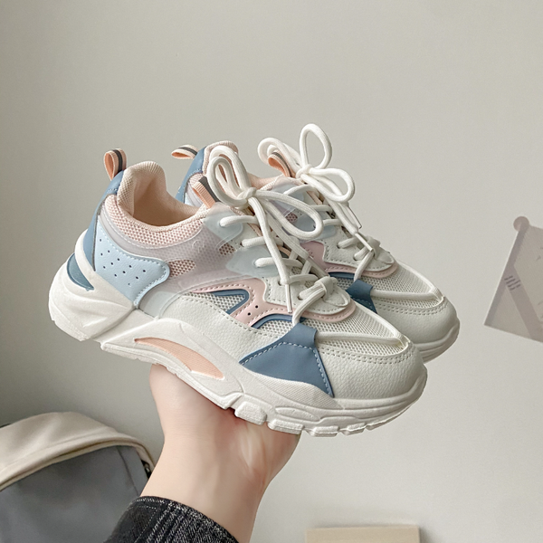 Korean Version Mesh Women Sneakers Breathable Thick Bottom 2023 New Fashion Casual Simple All-match Womens Shoes Autumntime