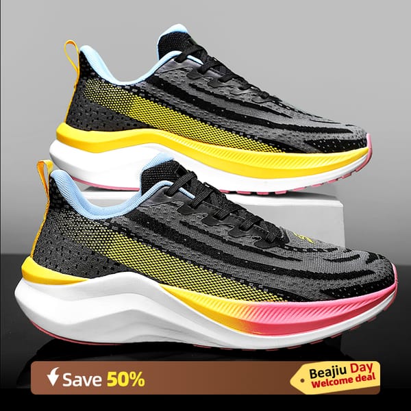 Air Cushion Men Sports Running Shoes Marathon Breathable Lightweight Women's Comfortable Athletic Nonskid Carbon Plate Sneakers