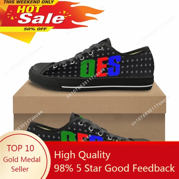 Women's Low Top Canvas Shoes New Hot Order of The Eastern Star Sisterhood Printed OES Casual Flat Shoes Ladies Lace up Sneakers
