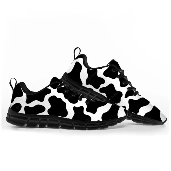 Cow Print 3D Pattern Sports Shoes Mens Womens Teenager Kids Children Sneakers Black White Printed Custom Quality Couple Shoes