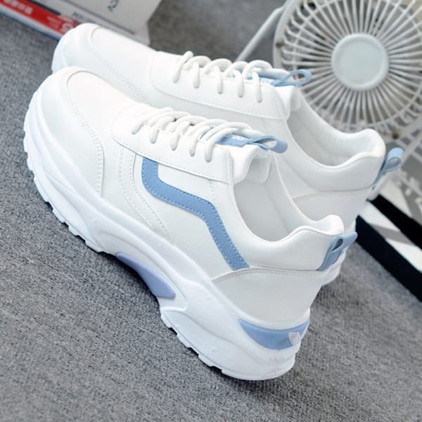 Women's Single Shoes New Thick Sole  Head Lace-up Leather Sports Shoes Casual Comfort Increase Wear-resistant Small White Shoes