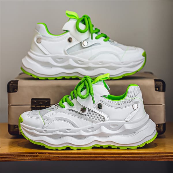 Original Men's White Sneakers Breathable Mesh Low Sneakers Men Lace-up Platform Sneakers Casual Men Trainers Zapatillas Hombre