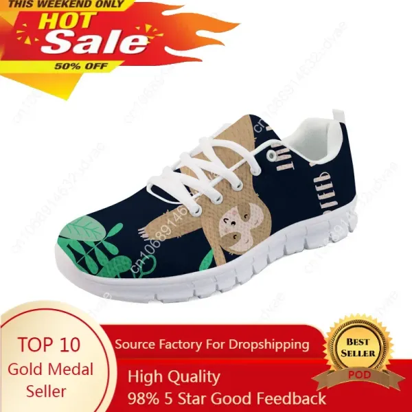 New Women's Flats Shoes Sloth Design Students Fashion Sneakers Spring Summer Breathable Walking Shoes Large Size Scarpe Donna