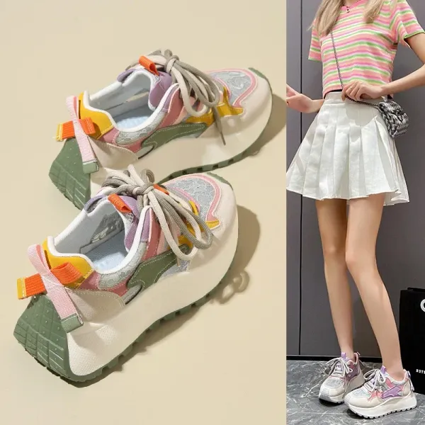 Woman Lightweight Non Slip Sports Shoes Women Summer New Breathable Platform Sneakers Ladies Casual Comfortable Vulcanize Shoes