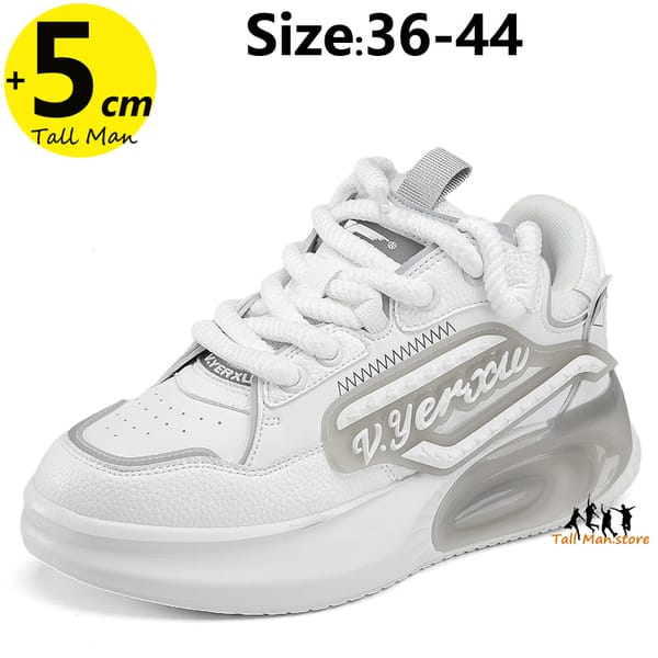 Men's White Mesh Oxford Elevator Shoes with 6cm Height Increase Insole PLus Size 38-44